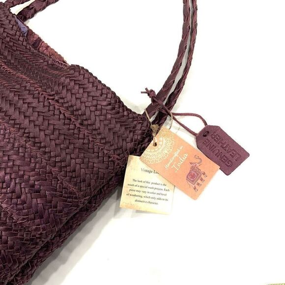 New✨ HANDCRAFTED Woven Leather Tote Bag - Picture 3 of 11